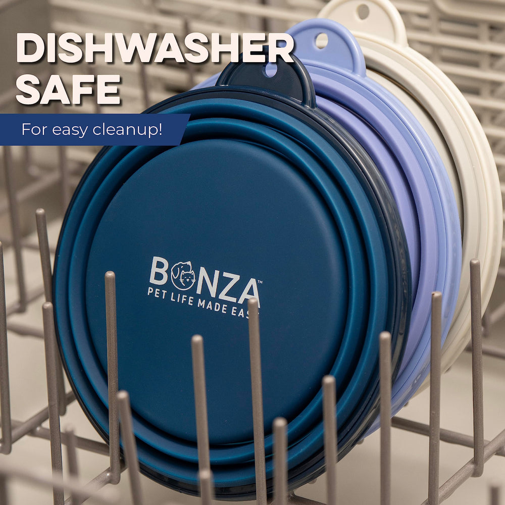 Bonza on hiking backpack with carabiner attached for hands-free hydration