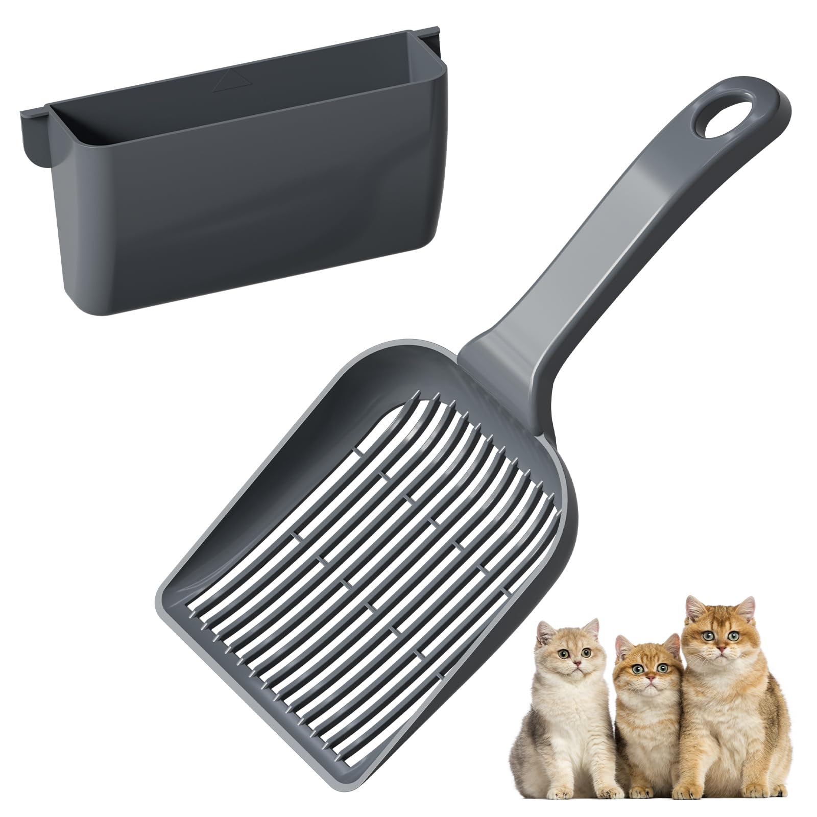 Booche Large Cat Litter Scoop with holder for tidy storage and mess reduction.