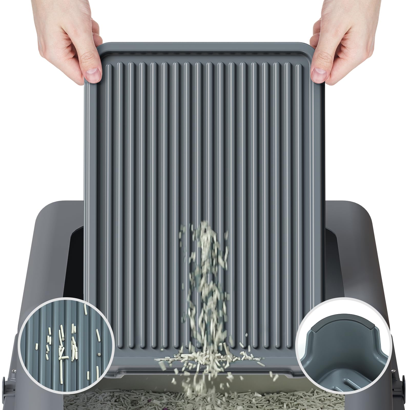 Booche litter mat closeup highlights washable, waterproof protection for easy cleaning.