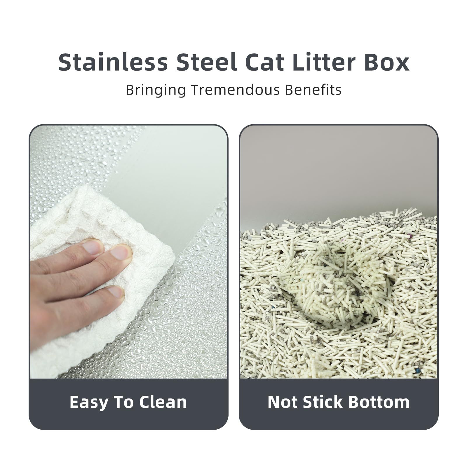 Booche litter box diameter around 20 inches with 6.3-inch high sides.