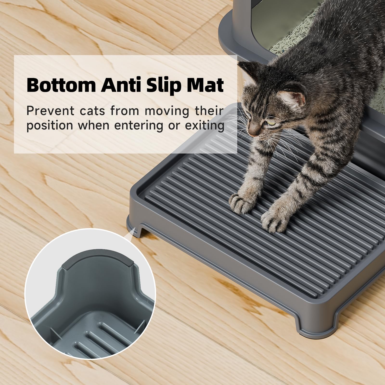 Booche waterproof litter mat protects floors from moisture.