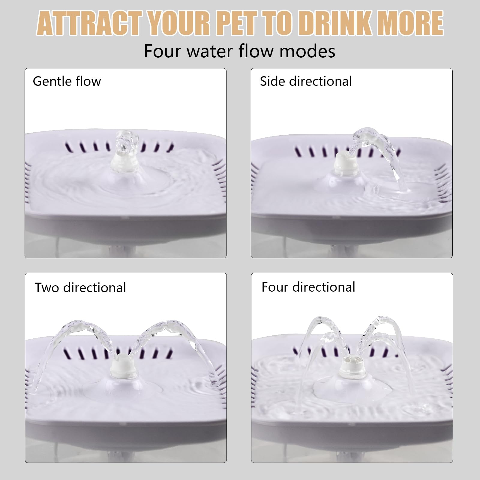 BOODIDI cat water fountain top view highlights clear design and easy monitoring of water level.
