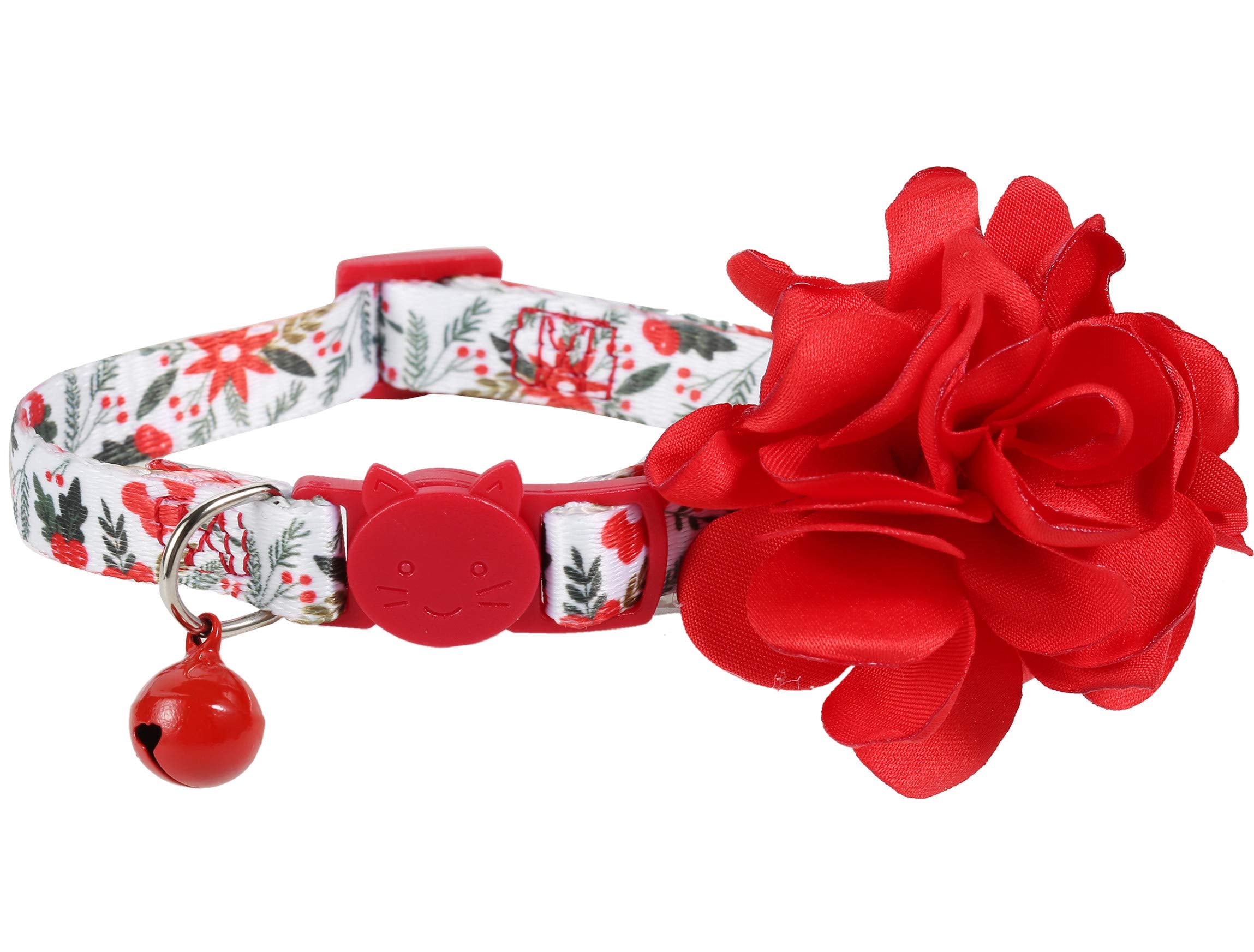 BoomBone cat Christmas collar flower shows festive style for holiday photos and parties