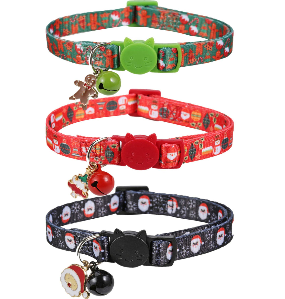 BoomBone Christmas kitten collar ginger-man pendant with safe breakaway design