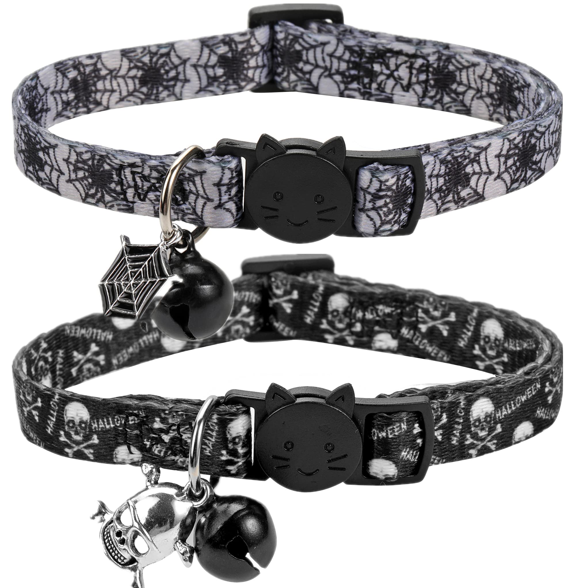 BoomBone Halloween cat collar 2-pack pattern closeup for festive style