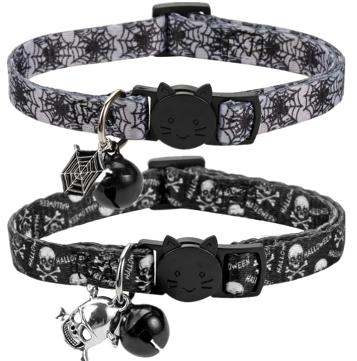 BoomBone Halloween cat collar 2-pack pattern closeup for festive style