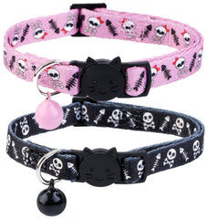 BoomBone skull cat collar with bell adjustable 7-11 inches for cats