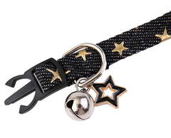 BoomBone Star Charm collar with silver bell on kitten neck for easy location.