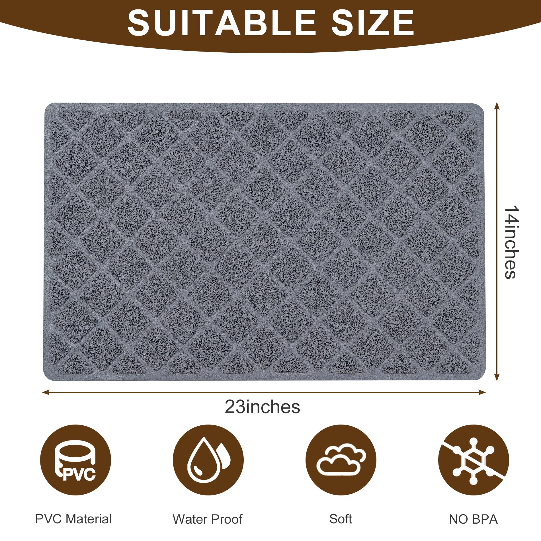 BOOMIBOO cat litter mat texture closeup highlights ridges that trap litter effectively.