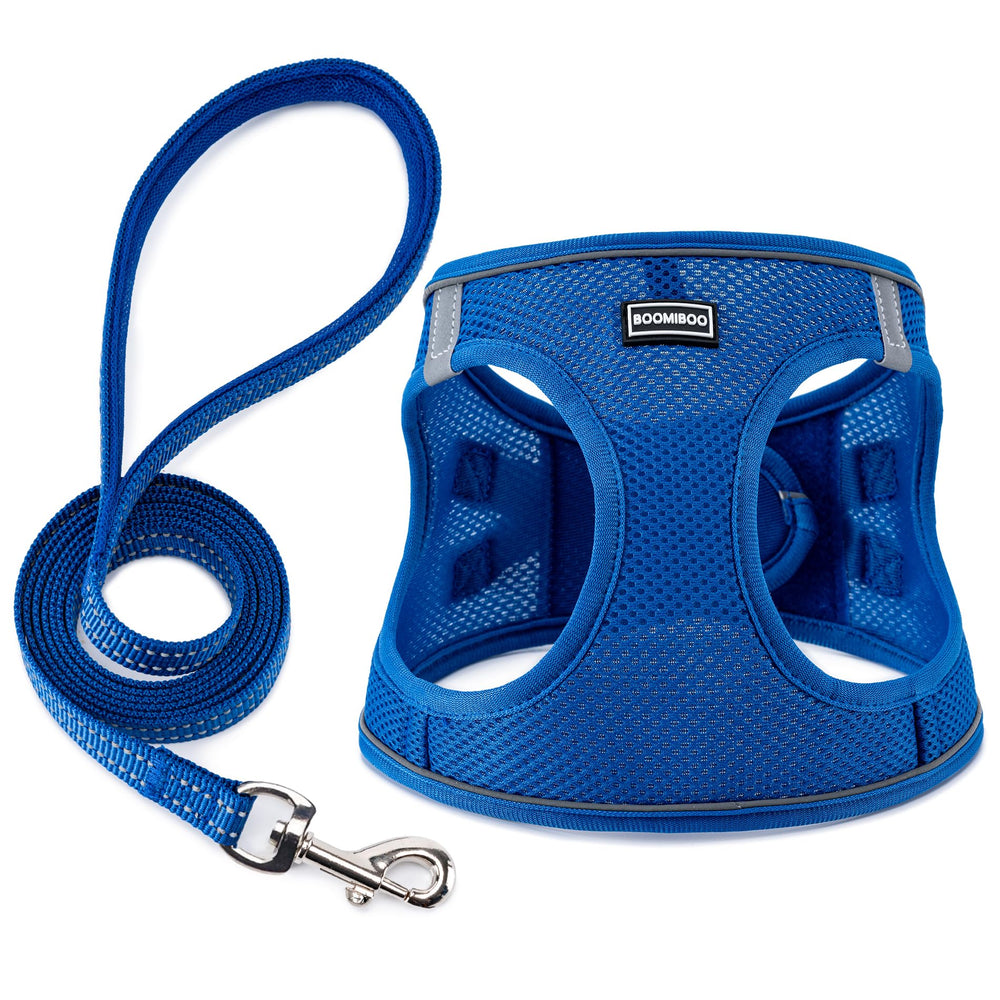 BOOMIBOO dog harness blue step-in, easy on/off for daily walks.