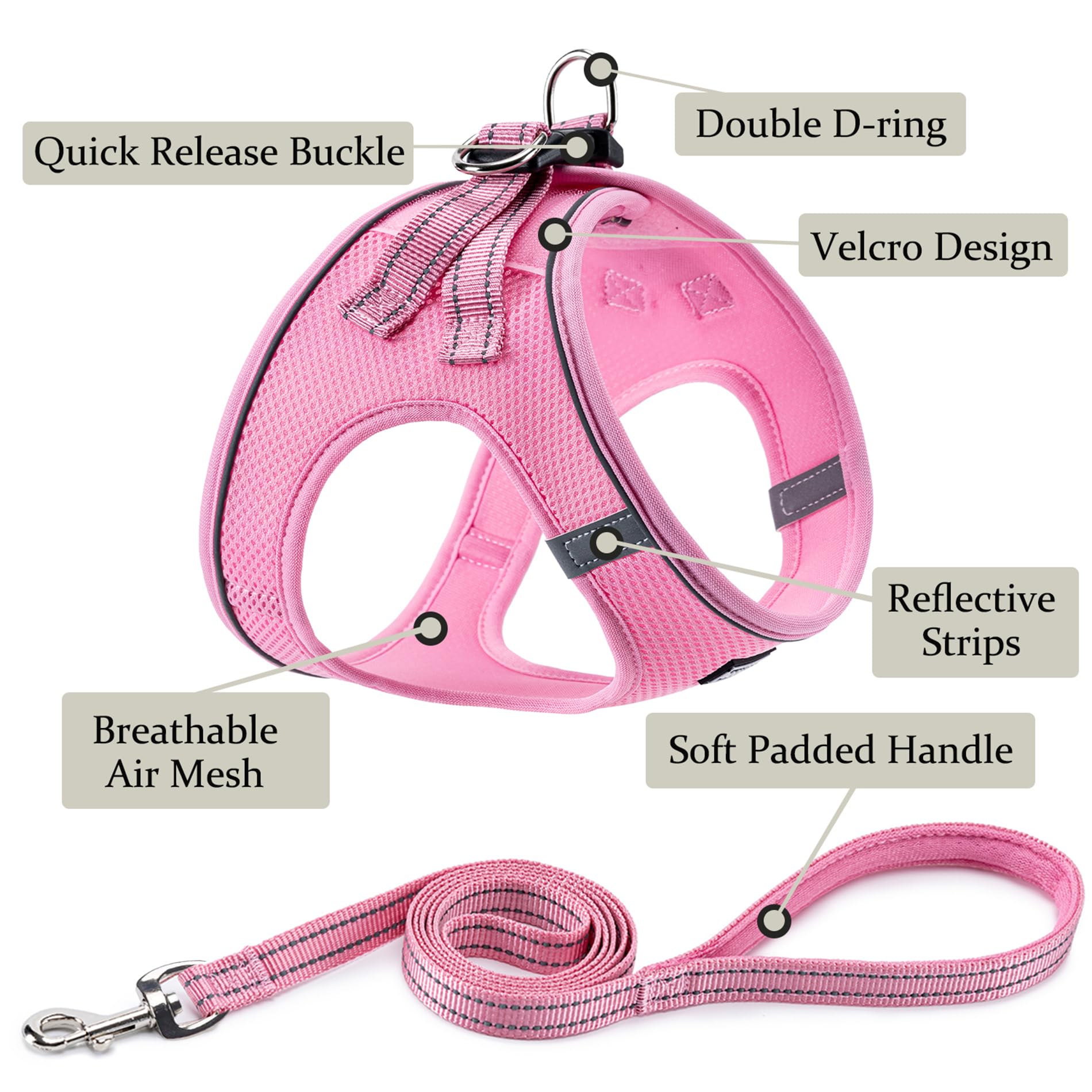 BOOMIBOO dog harness reflective night threads improves visibility
