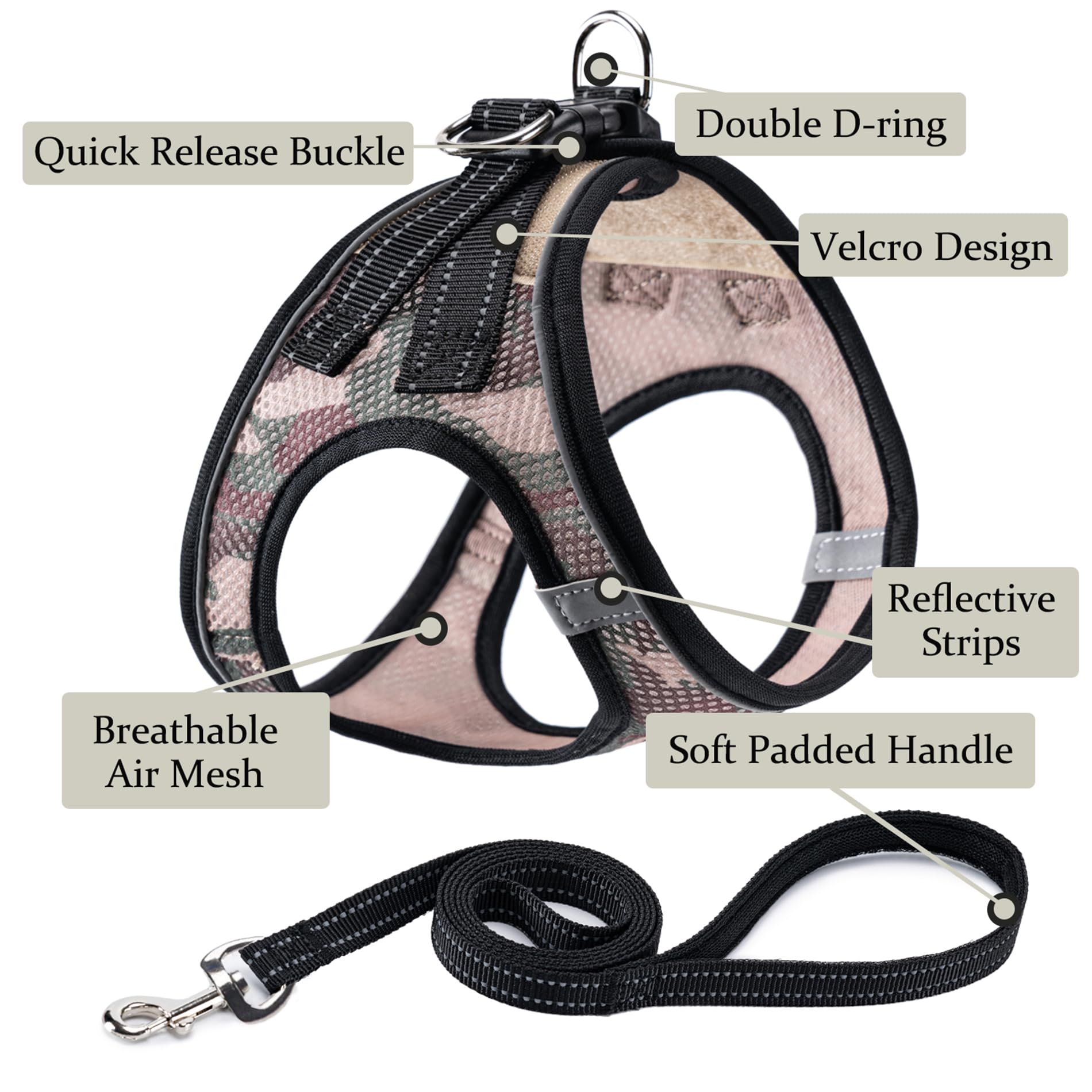 BOOMIBOO harness-leash set with padded handle enhances grip during walks.