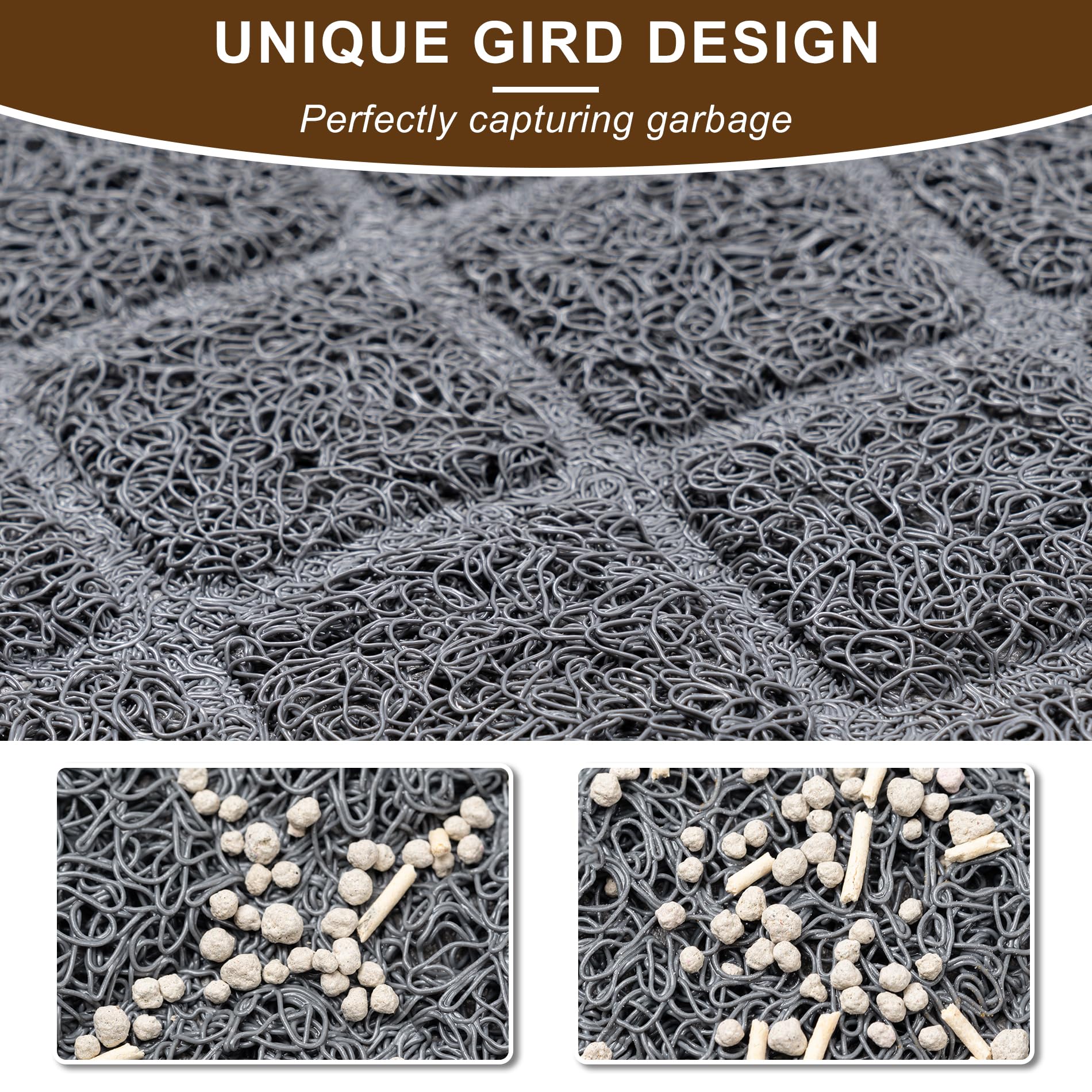 BOOMIBOO litter mat easy-clean image shows quick rinse or wipe maintenance.