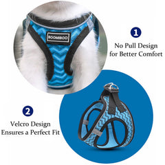 BOOMIBOO no-pull harness pink XS reduces pulling.