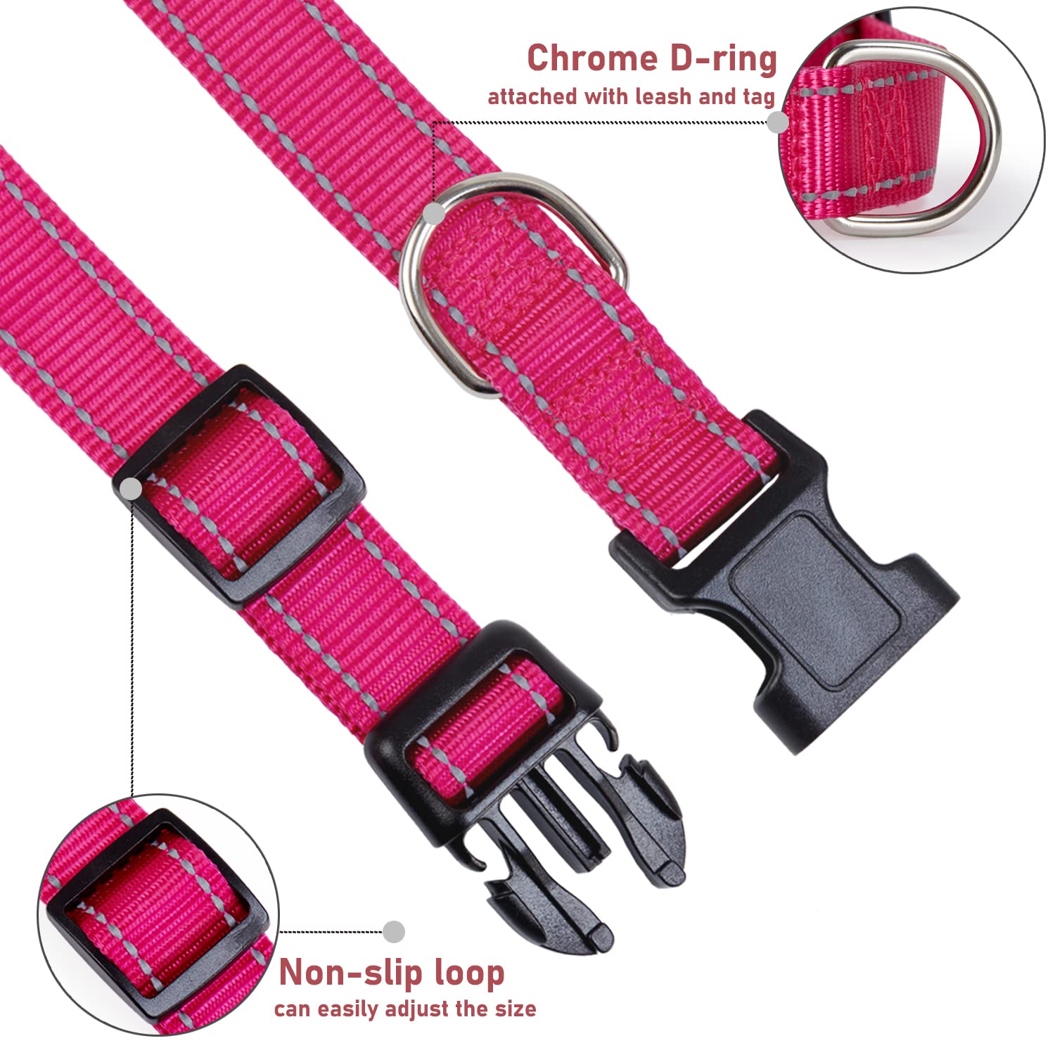 BOOMIBOO quick-release buckle collar enables easy on/off secure fit.