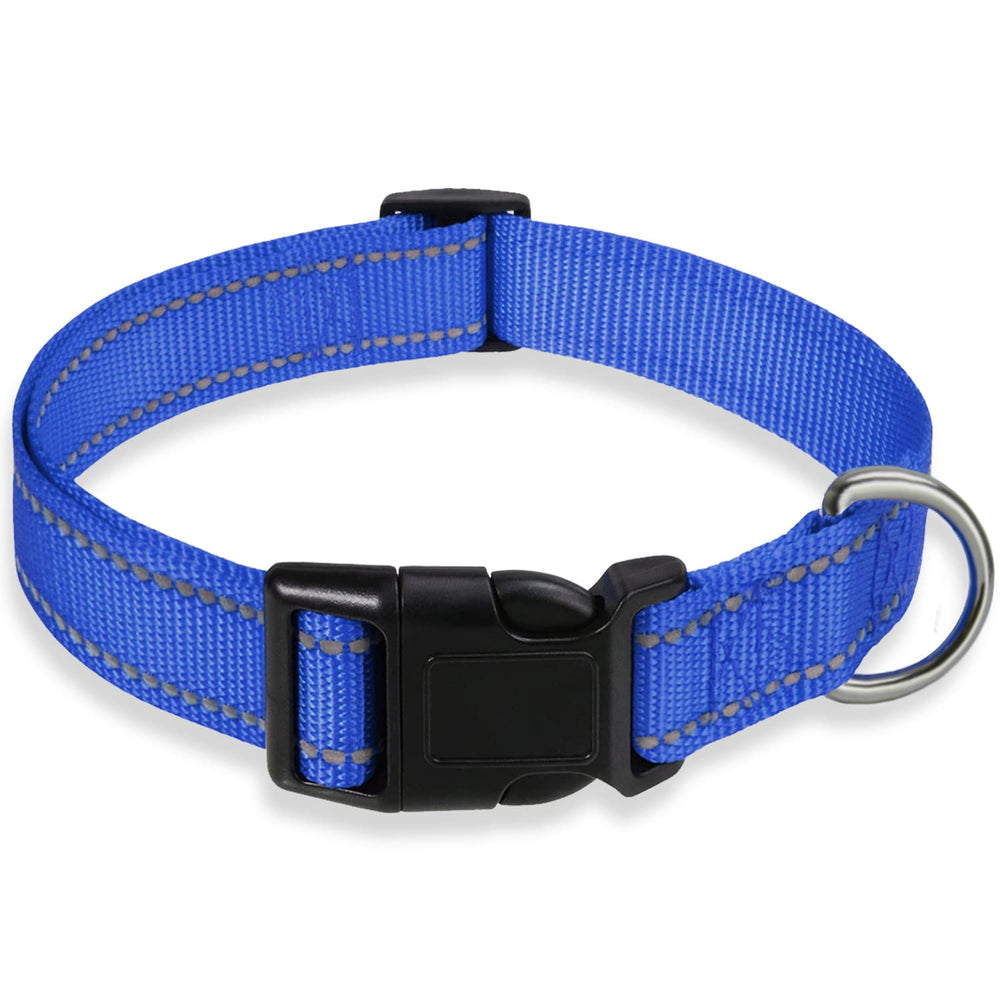 BOOMIBOO reflective collar navy blue on dog for nighttime visibility