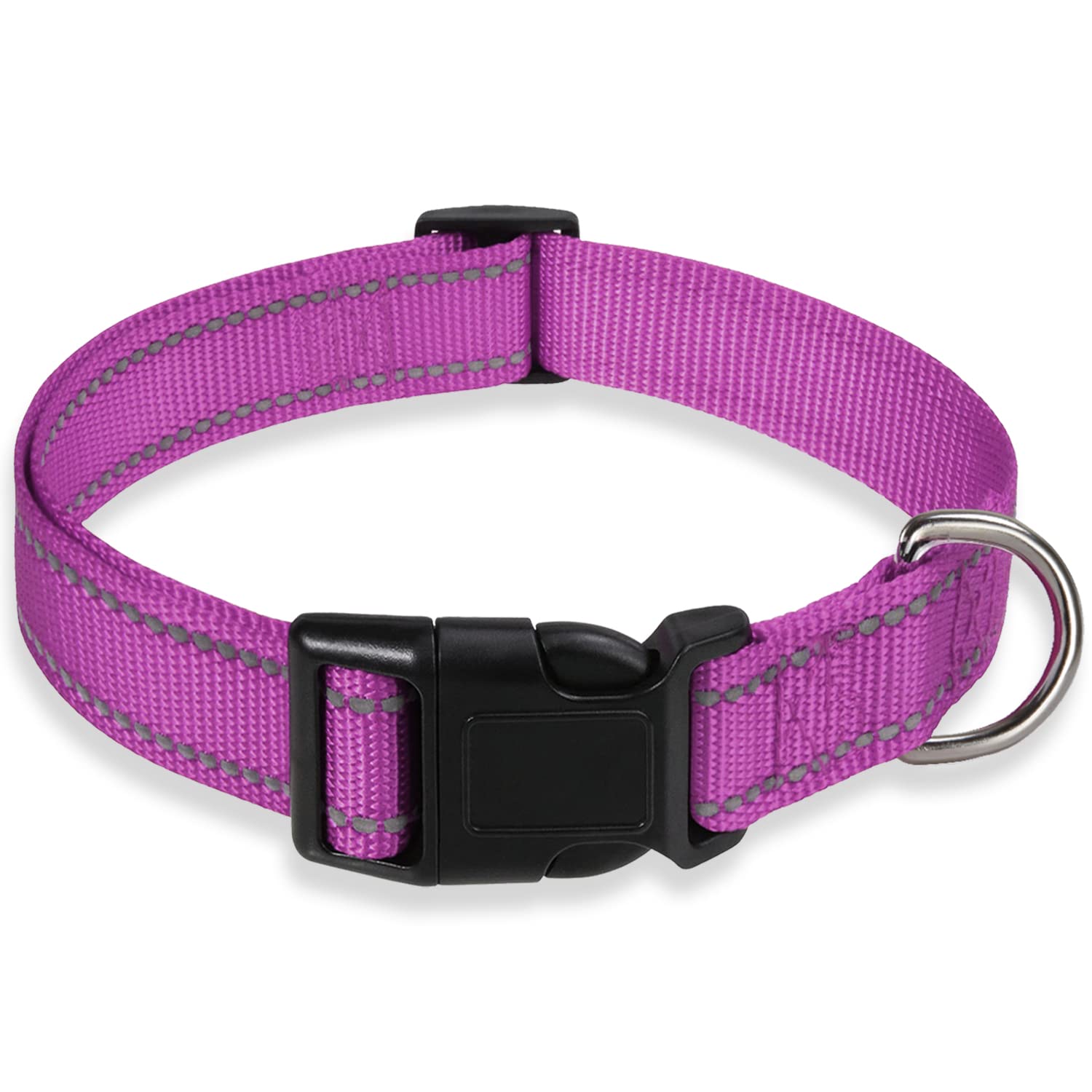 BOOMIBOO reflective dog collar closeup shows soft nylon for comfort.
