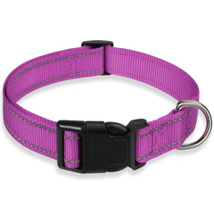 BOOMIBOO reflective dog collar closeup shows soft nylon for comfort.