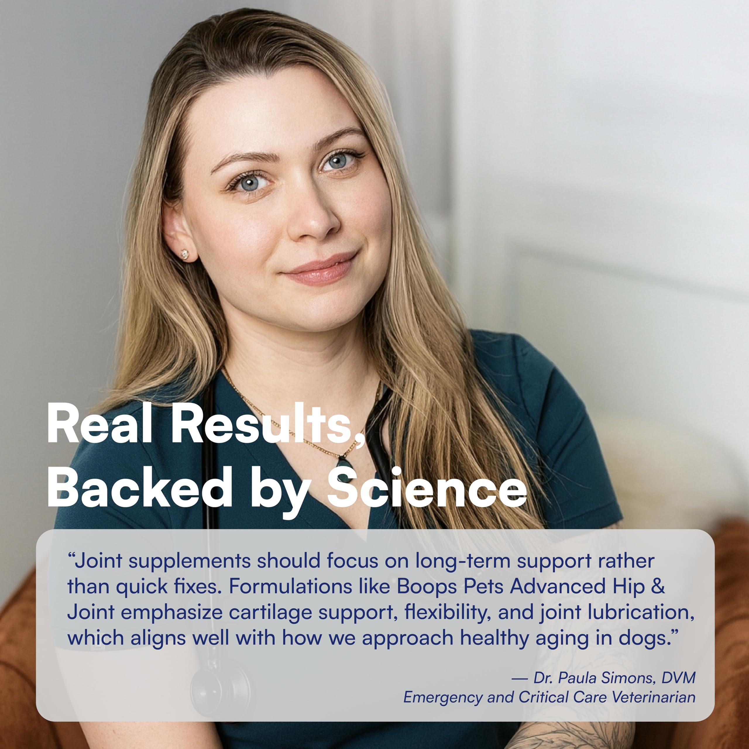 Boops Pets ingredient panel highlights glucosamine and MSM for joint care