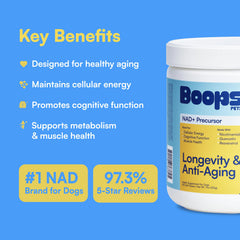 Boops Pets NAD+ precursor soft chews closeup reveals natural pasture-raised chicken flavor.