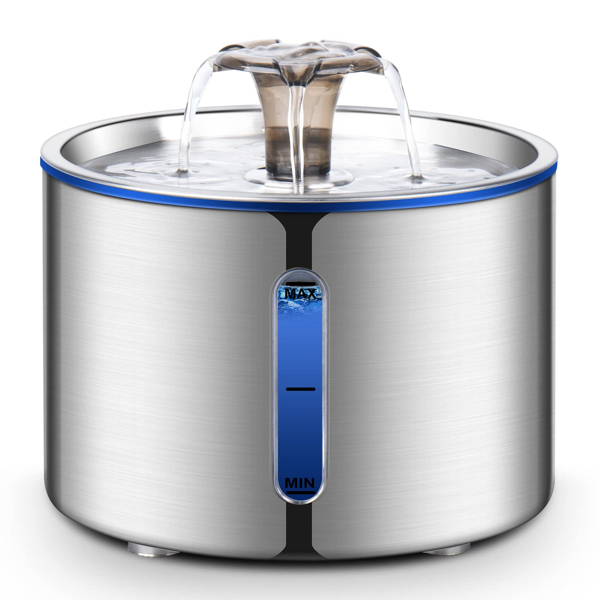 BOORCA Cat Water Fountain top view highlights easy-clean stainless steel.