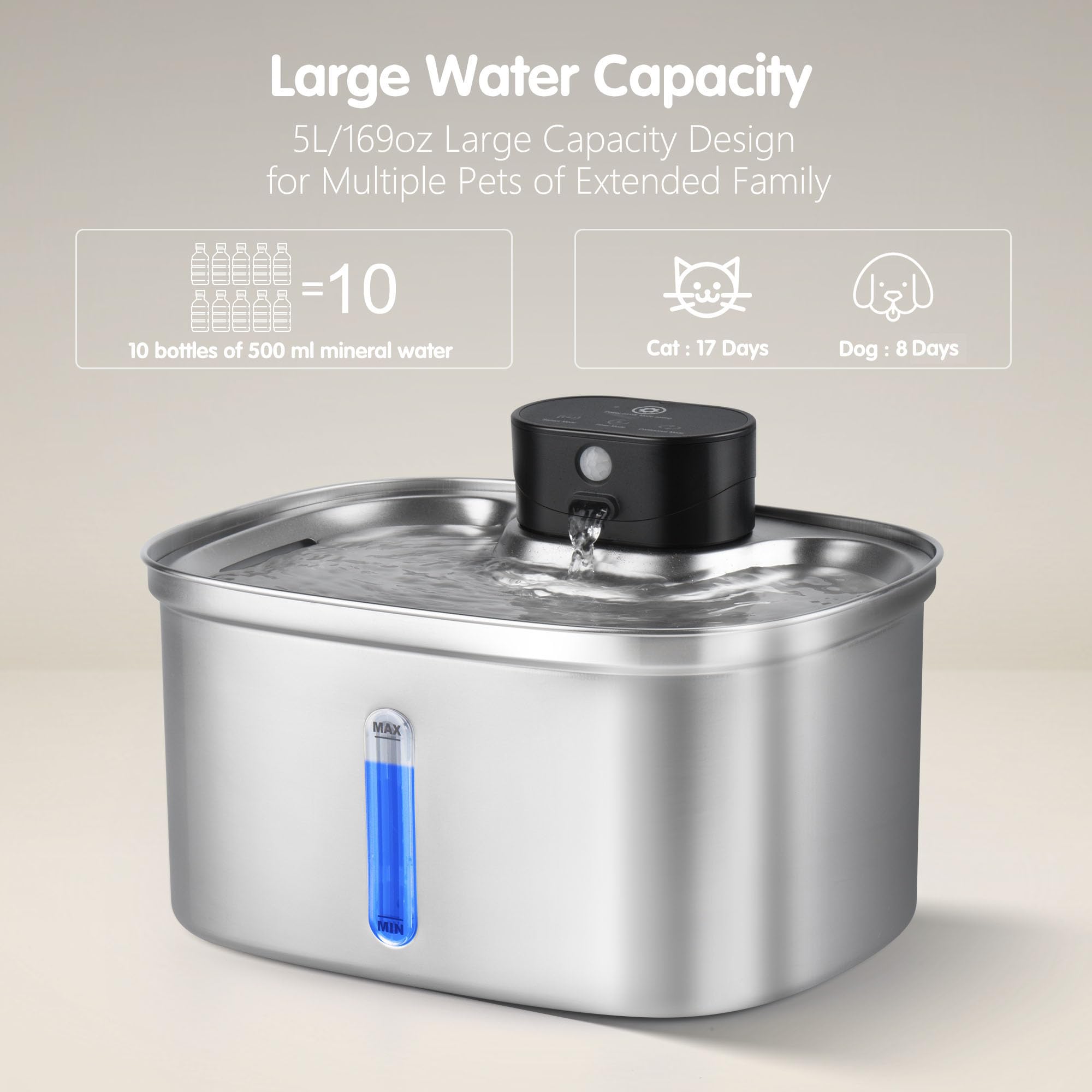 BOORCA ultra-quiet pump ensures peaceful surroundings during pet hydration