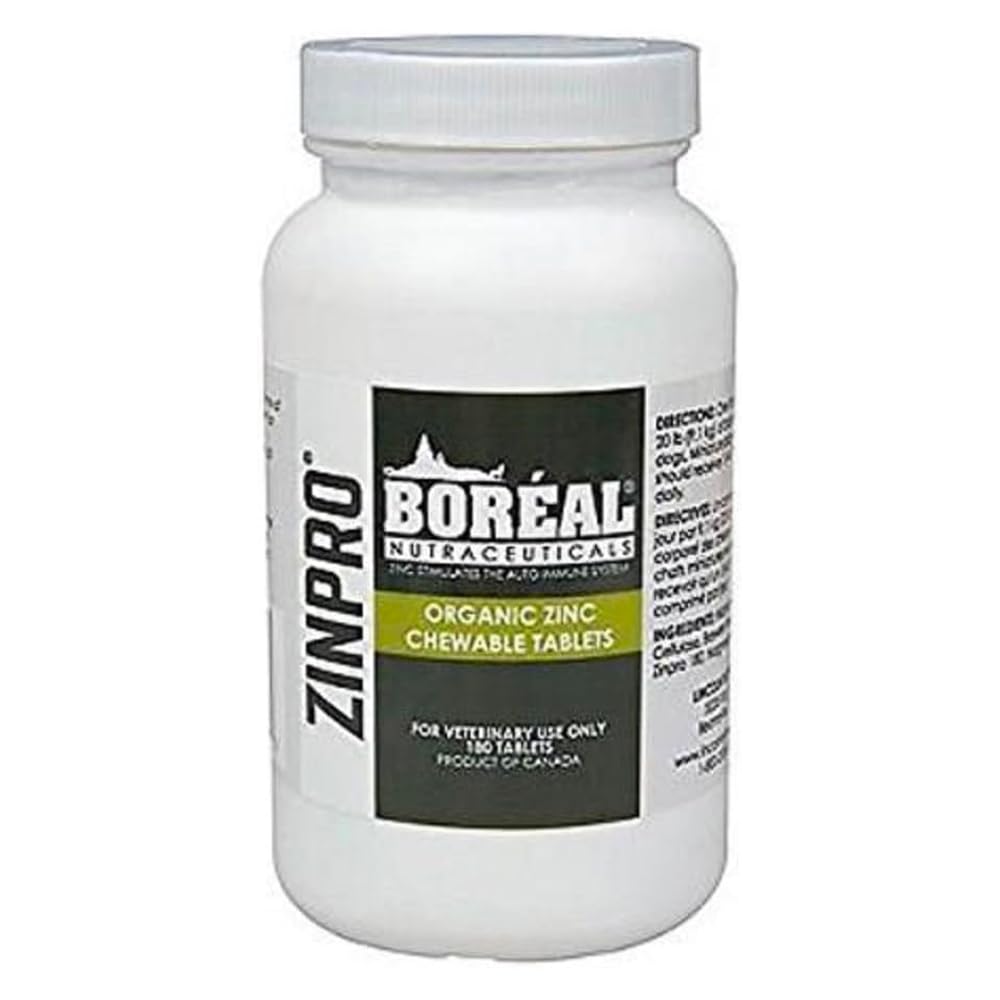 Boreal Nutraceuticals Zinpro Organic Zinc tablets support coat and skin health in pets