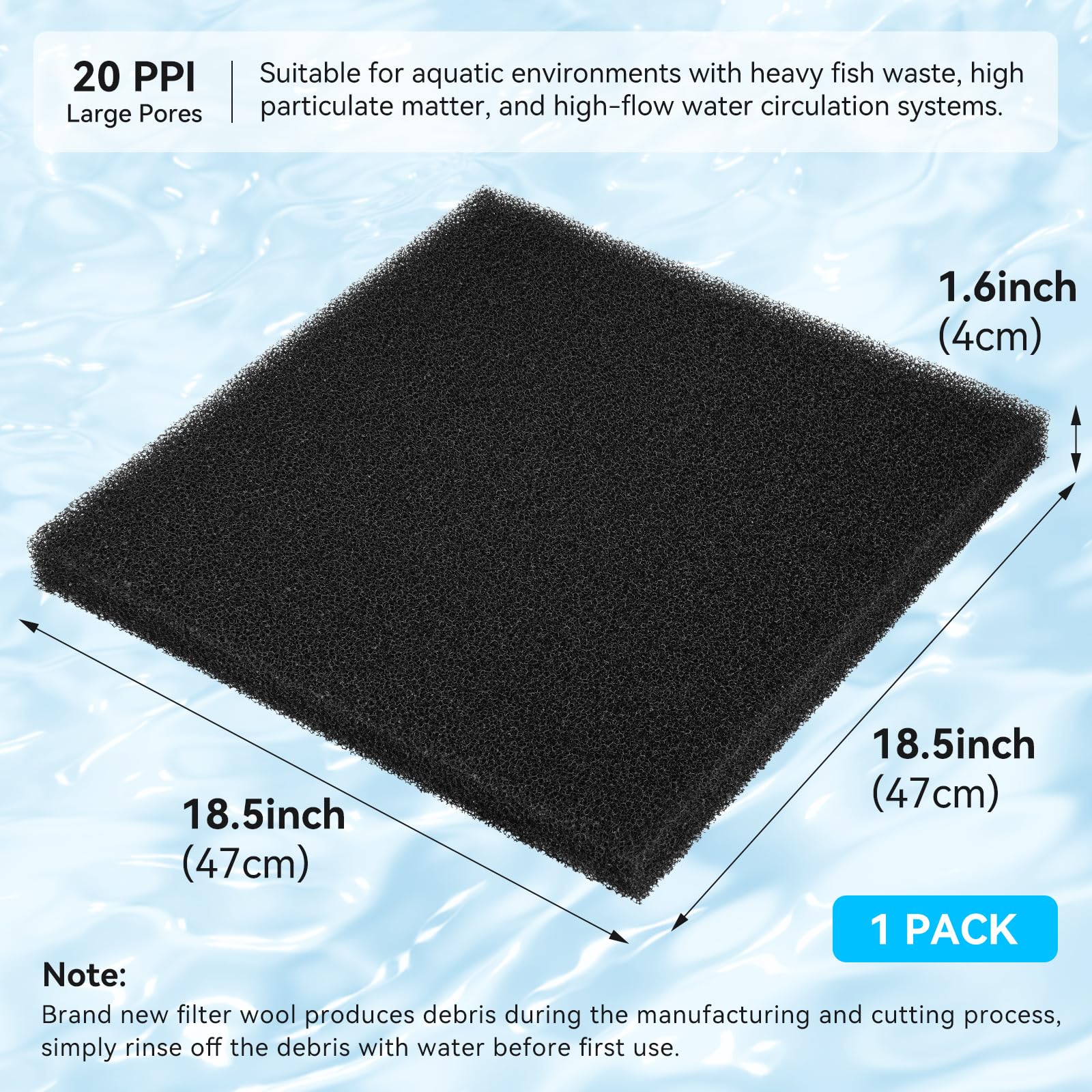 Borlech aquarium filter sponge pad close-up reveals fine pores for filtration benefits.