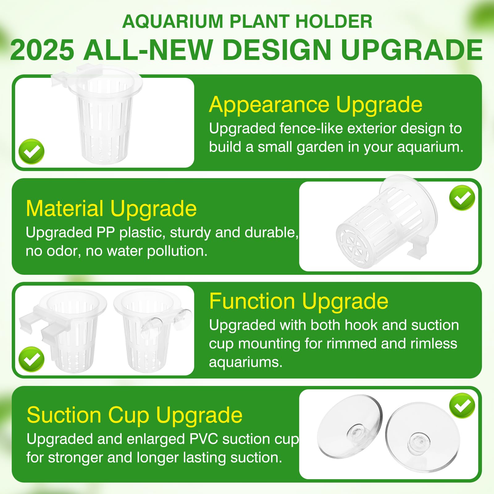 Borlech aquarium plant holder hanging on glass edge demonstrates two-install options.