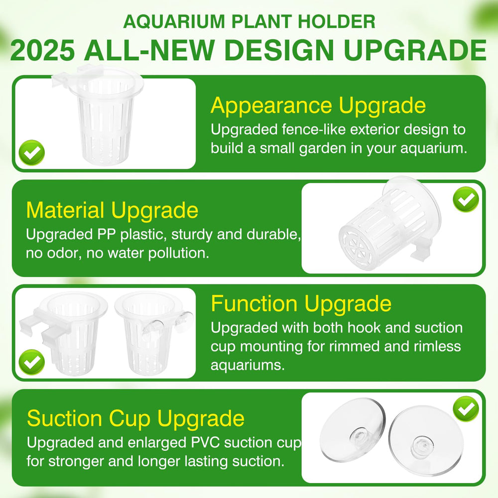 Borlech aquarium plant holder hanging on glass edge demonstrates two-install options.