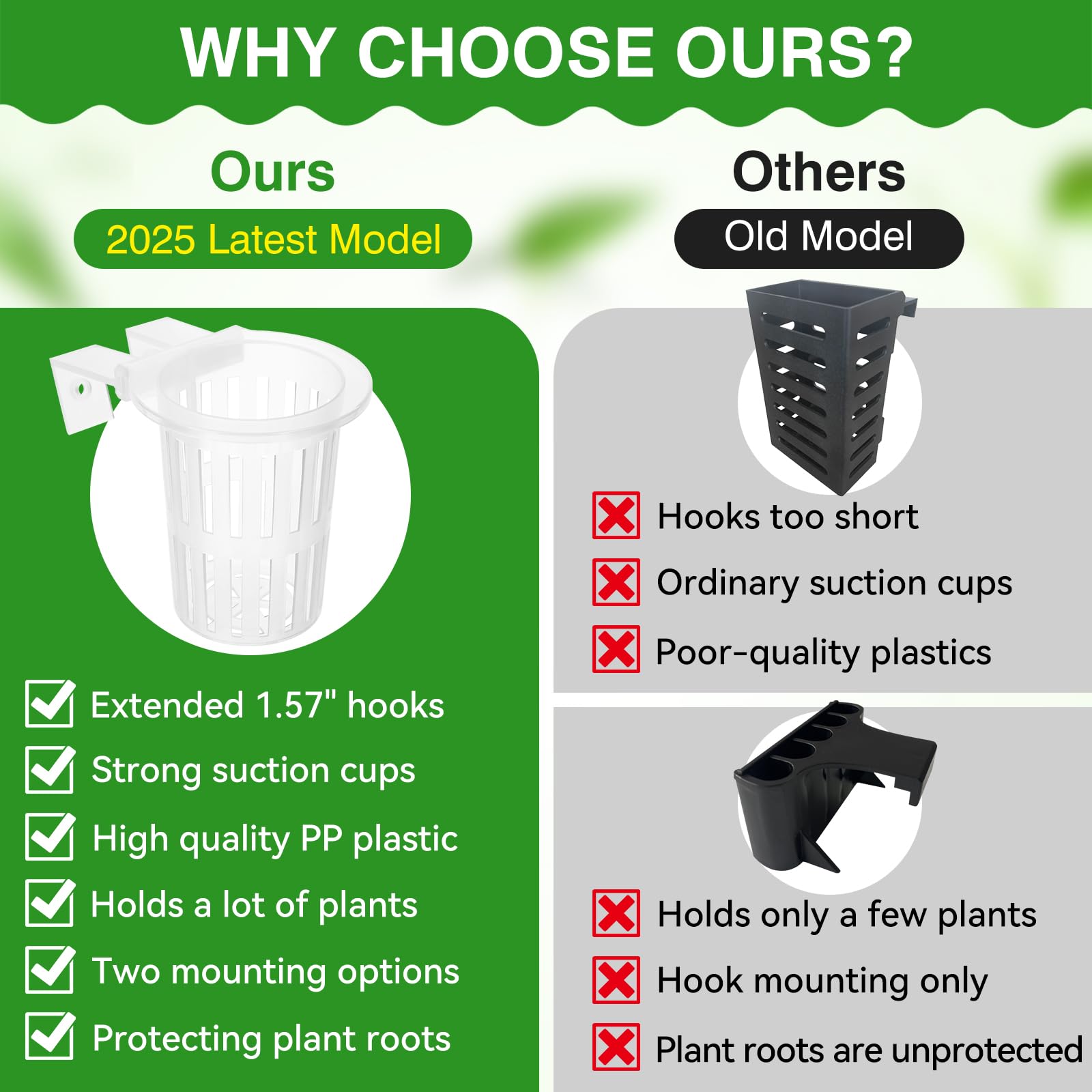 Borlech aquarium plant holder transparent PP plastic blends with tanks while staying durable.
