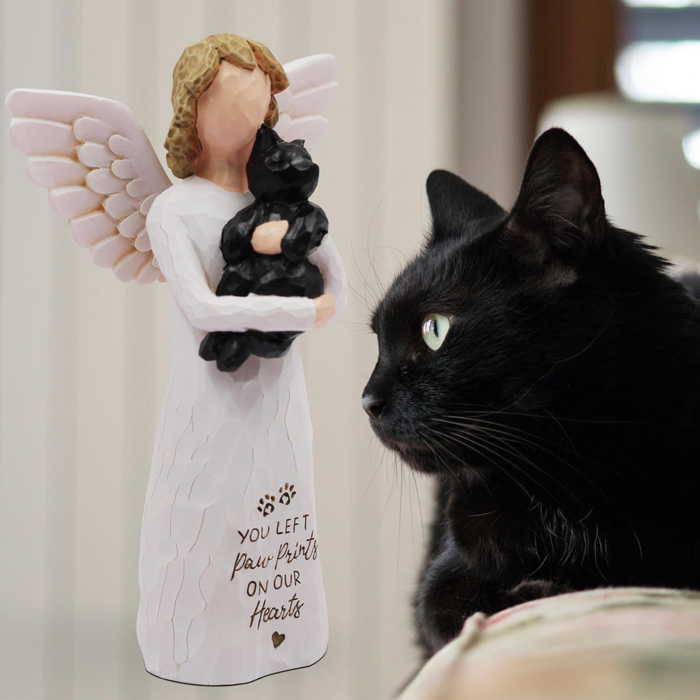BORLESTA cat memorial engraved paw-prints phrase highlights memory and comfort.