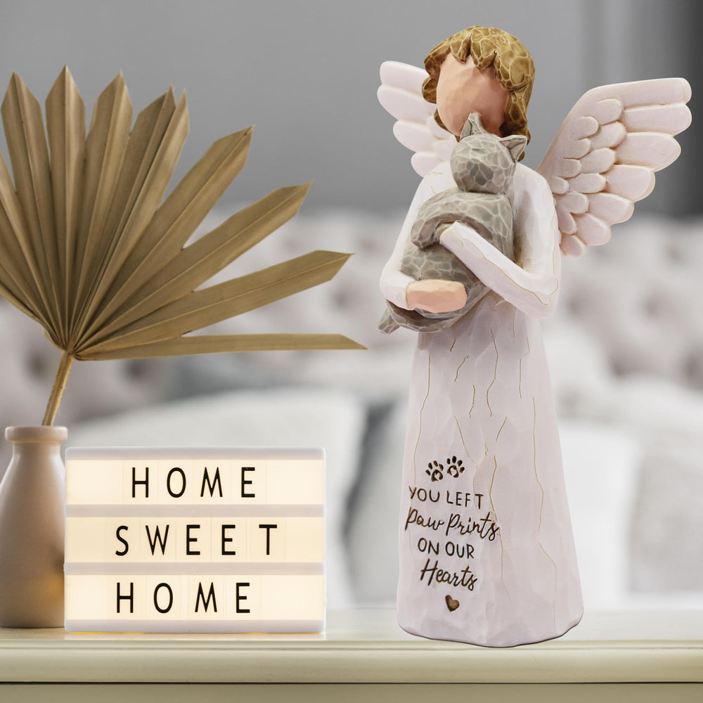 BORLESTA cat memorial gift resin gray—hand-colored statue for memorial displays