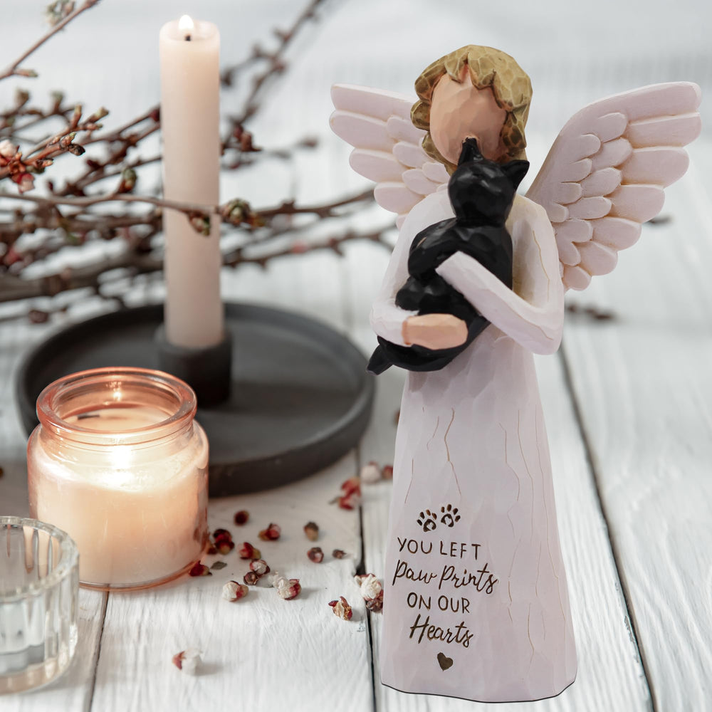 BORLESTA resin cat memorial sculpture remains durable, a cherished keepsake for remembrance.