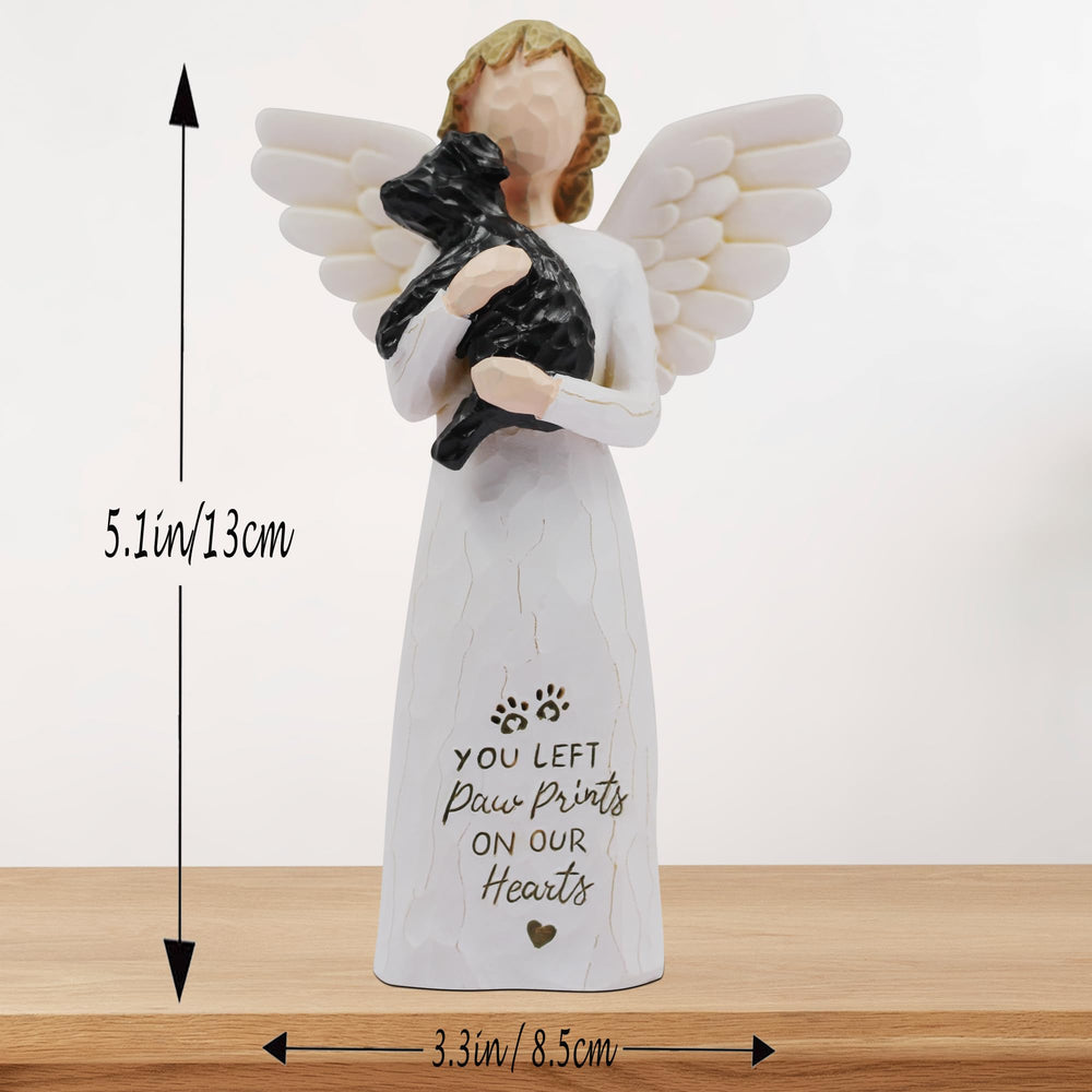 BORLESTA dog memorial angel figurine black, gift-ready packaging for thoughtful sympathy.