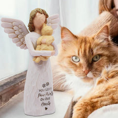 BORLESTA hand-painted-angel-cat-yellow figurine enhances any memory display.