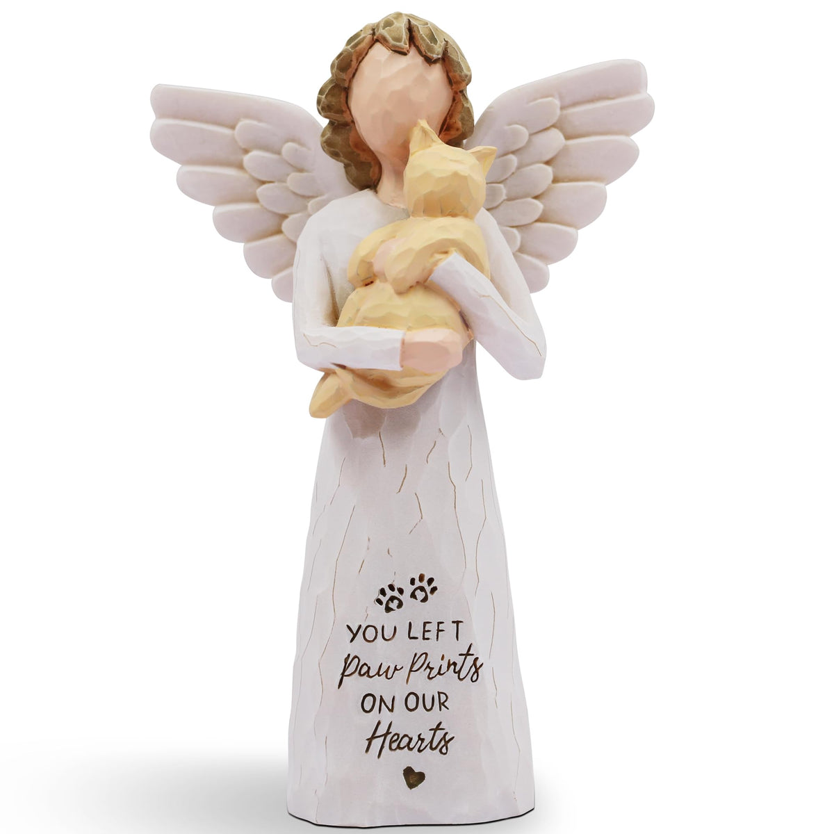 BORLESTA loss-cat-sympathy-gift angel-cat-yellow figure offers comforting memorial for pet owners.