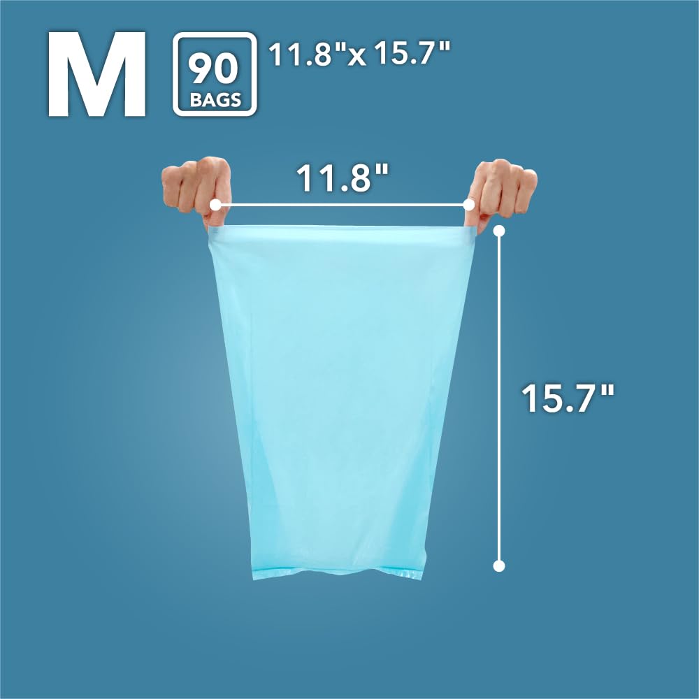 BOS light-blue disposal bags shown for clean home use.
