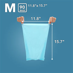 BOS light-blue disposal bags shown for clean home use.