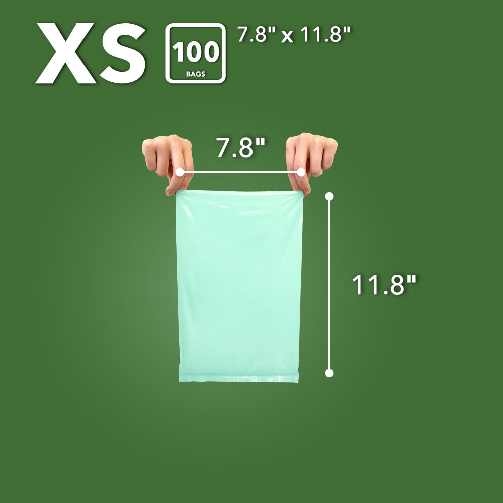 BOS XS size bags shown in a dispenser for easy grab-and-go during outings.