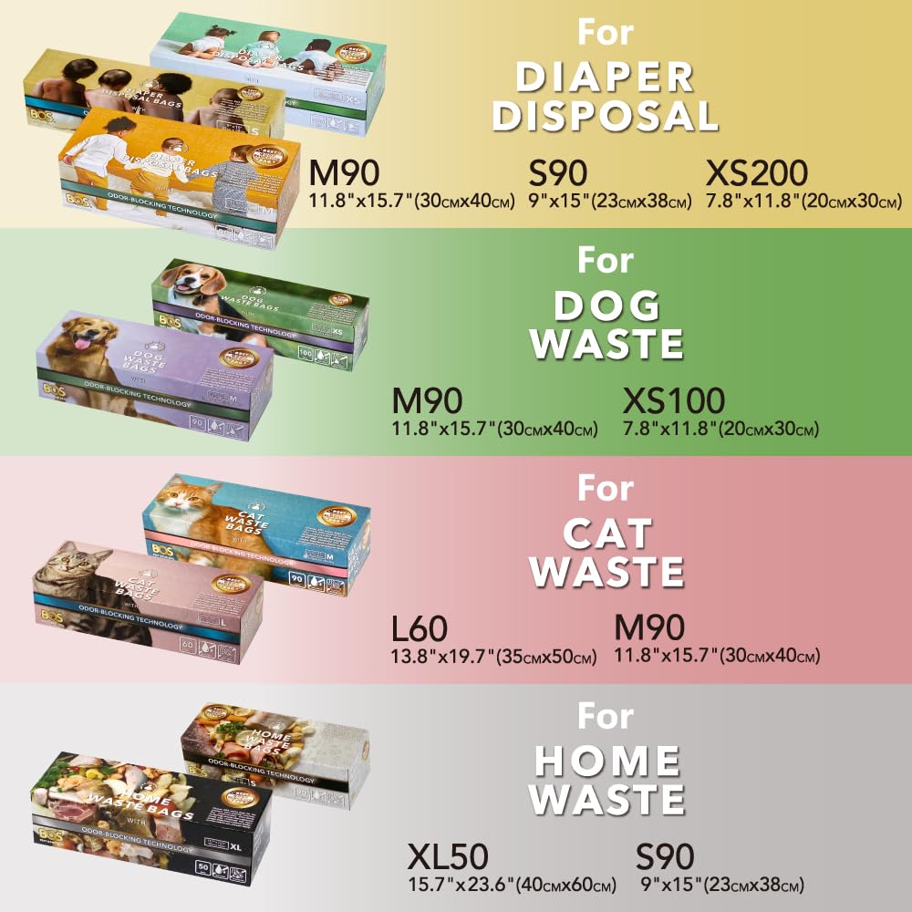 BOS odor-control assists discreet cleanups of everyday pet messes.