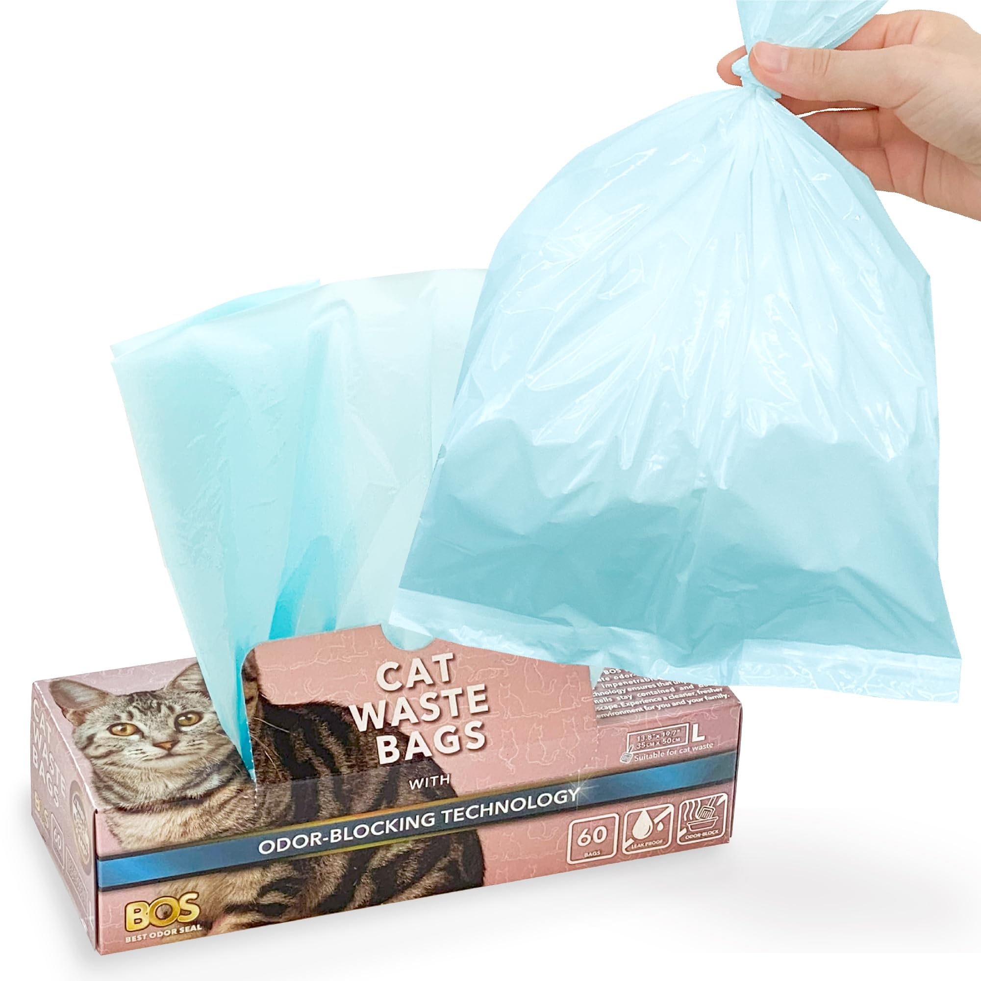 BOS odor-sealing bags pack-60 for mess-free pet waste disposal.