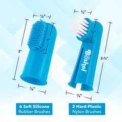 Boshel finger toothbrush with nylon bristles targets tougher plaque on larger dogs.