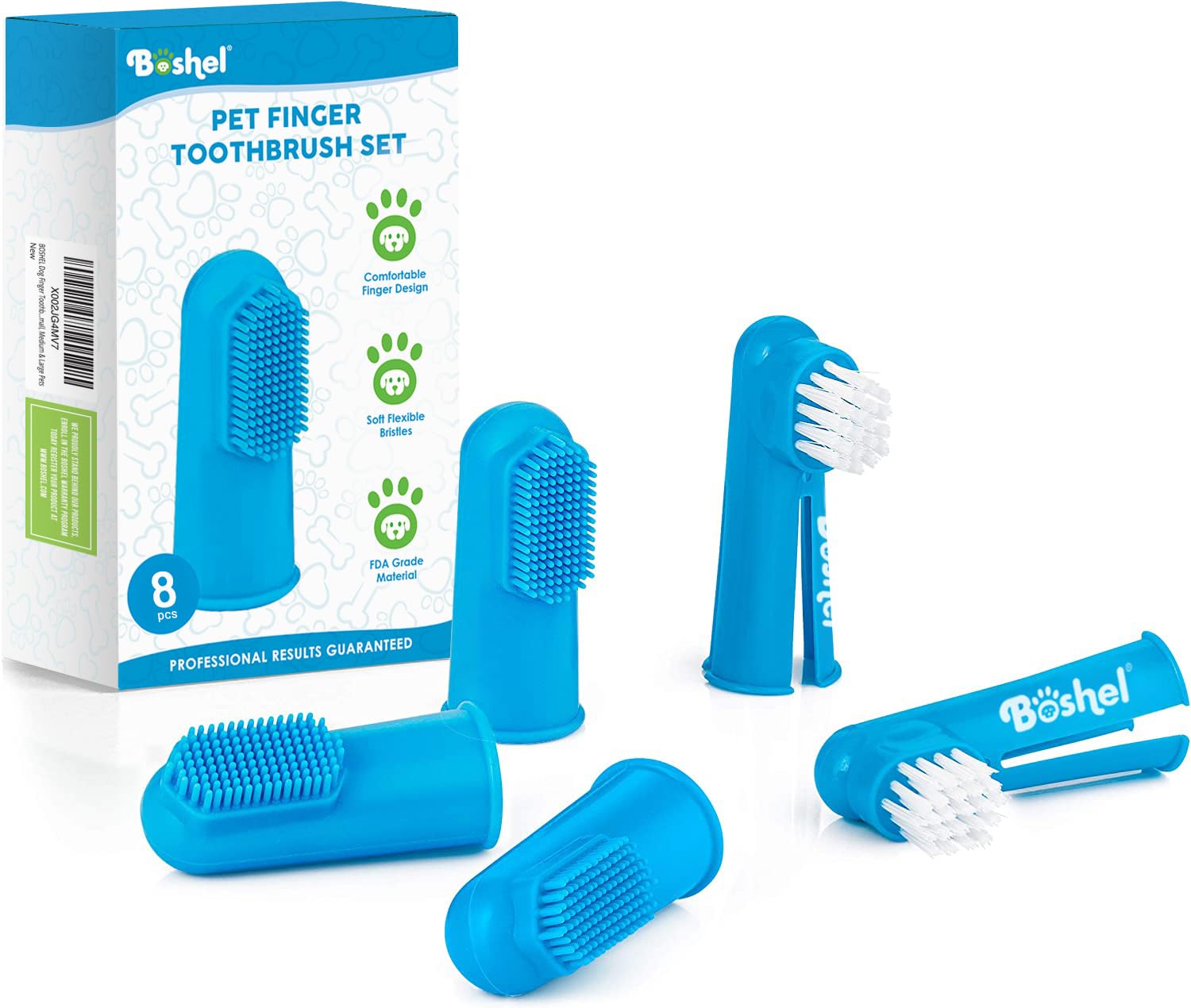 Boshel Dog Finger Toothbrush with silicone bristles delivering gentle gum care.