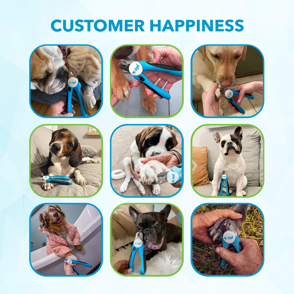 Boshel dog nail clippers packaging highlights professional-at-home grooming kit.