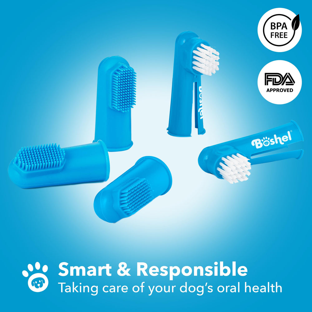 Boshel large-breed finger toothbrush using nylon bristles for deeper reach.