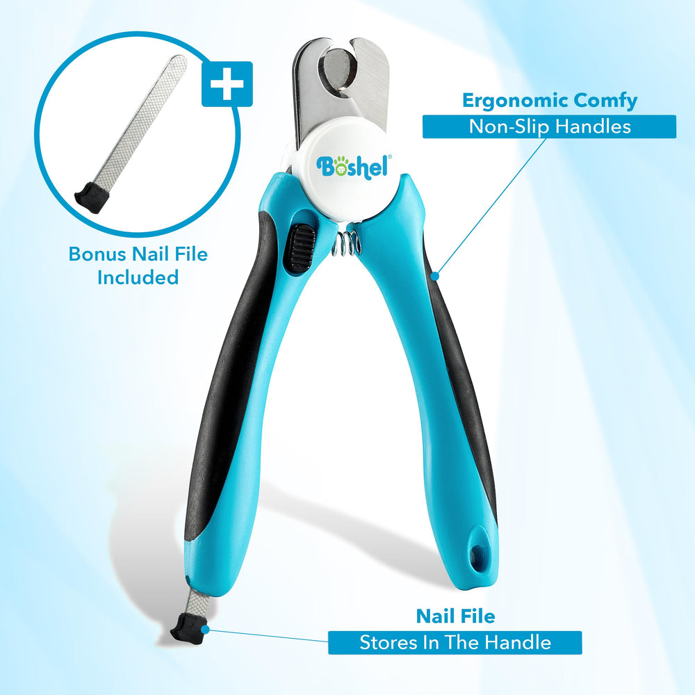 Boshel large dog nail clippers built-in file in handle for finishing touches.