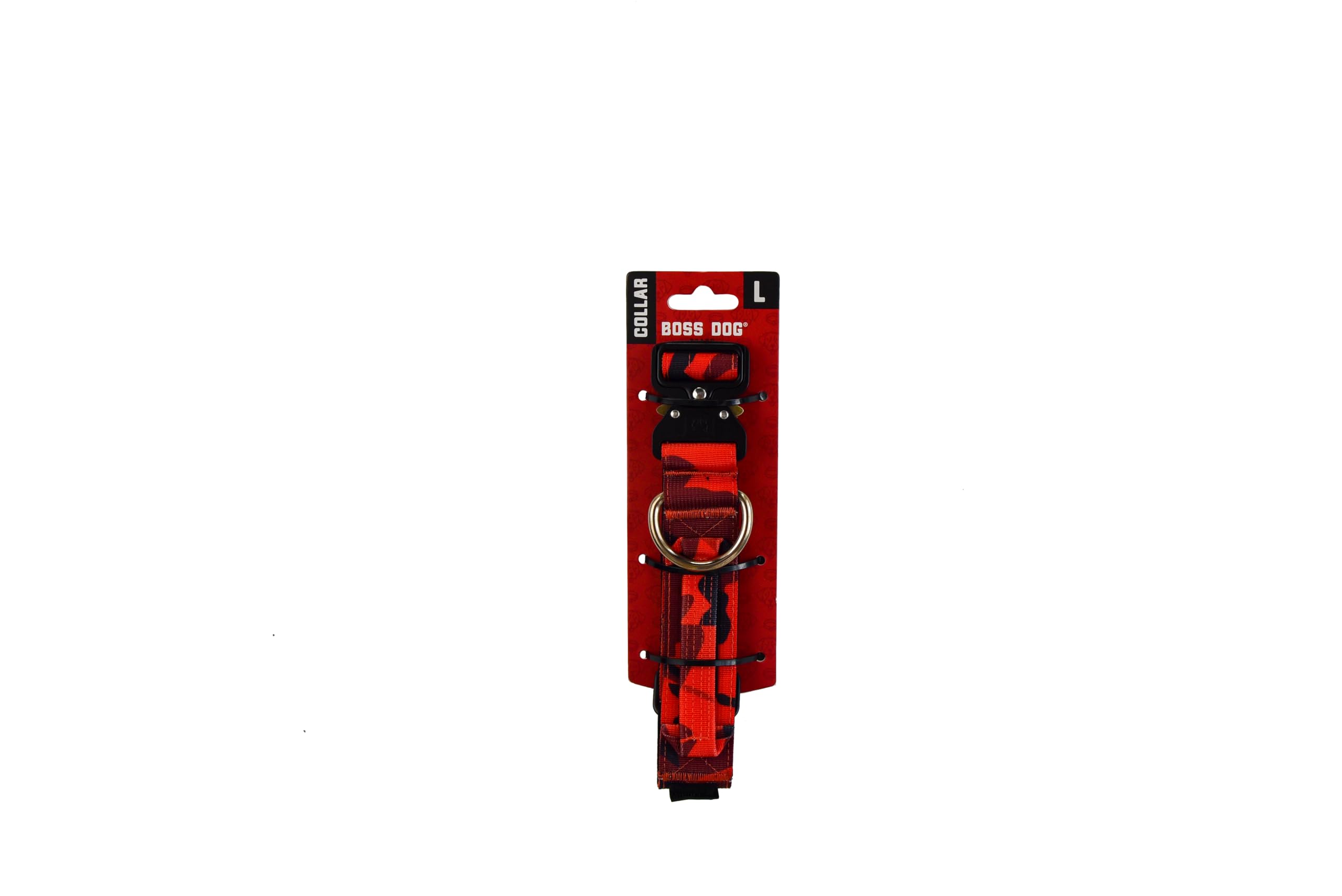 Boss Dog tactical collar red camo large front view shows rugged durability