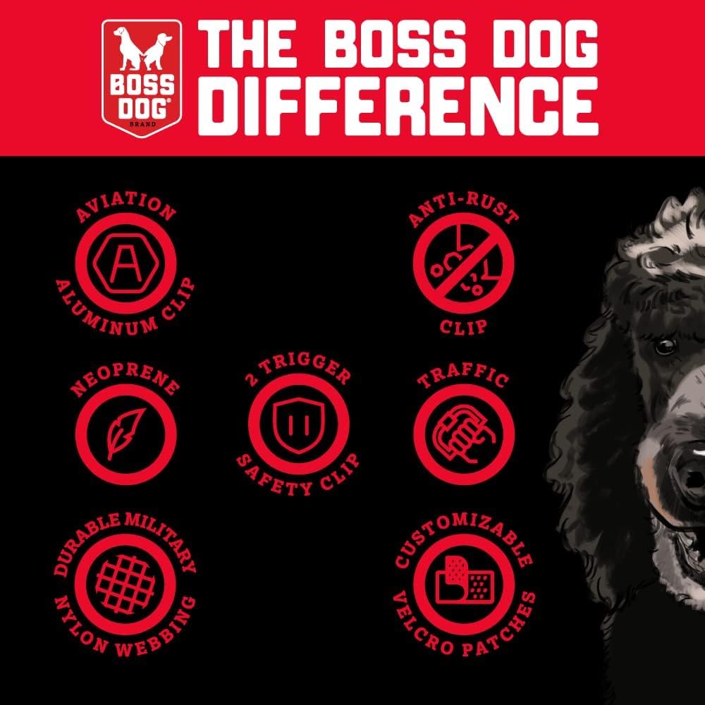 Boss Dog Tactical Leash 4ft clip-closeup shows aviation aluminum dual-trigger clip for easy secure attachment.