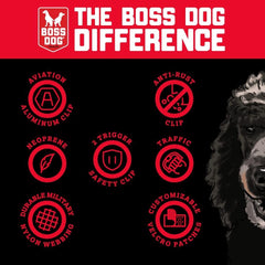 Boss Dog Tactical Leash 4ft clip-closeup shows aviation aluminum dual-trigger clip for easy secure attachment.